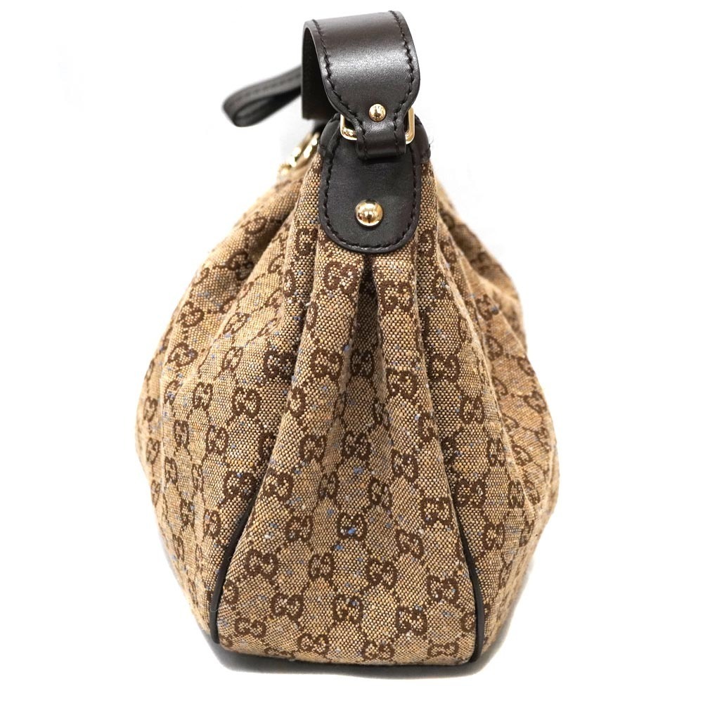 GUCCI Hobo Bag Beige Brown Blue Sukey Canvas Leather - Picture 4 of 10